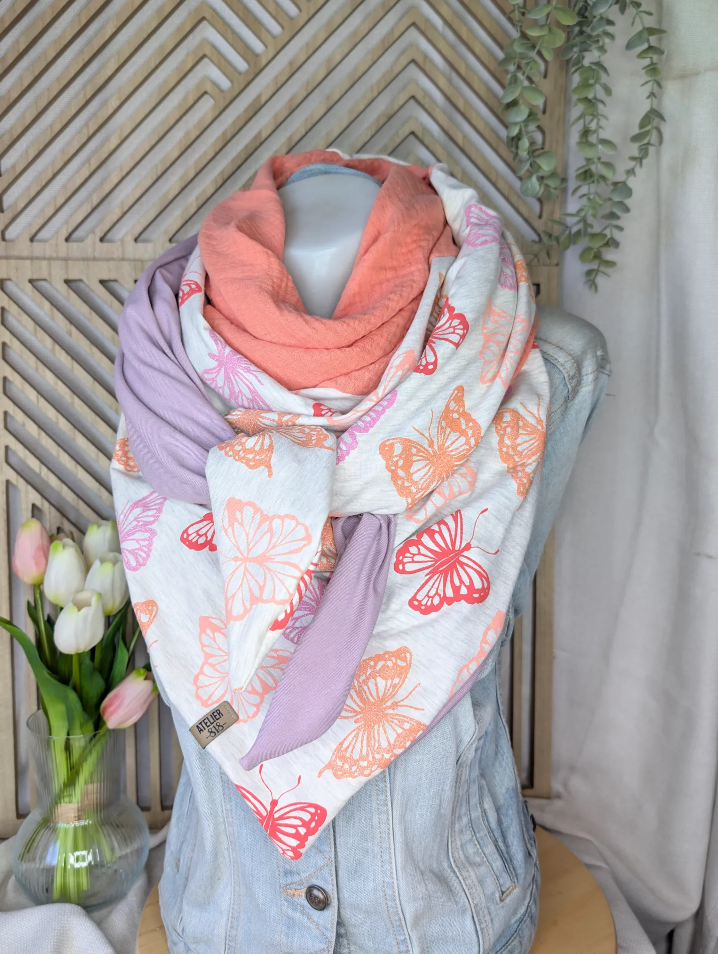 Classique papillons mauve et corail