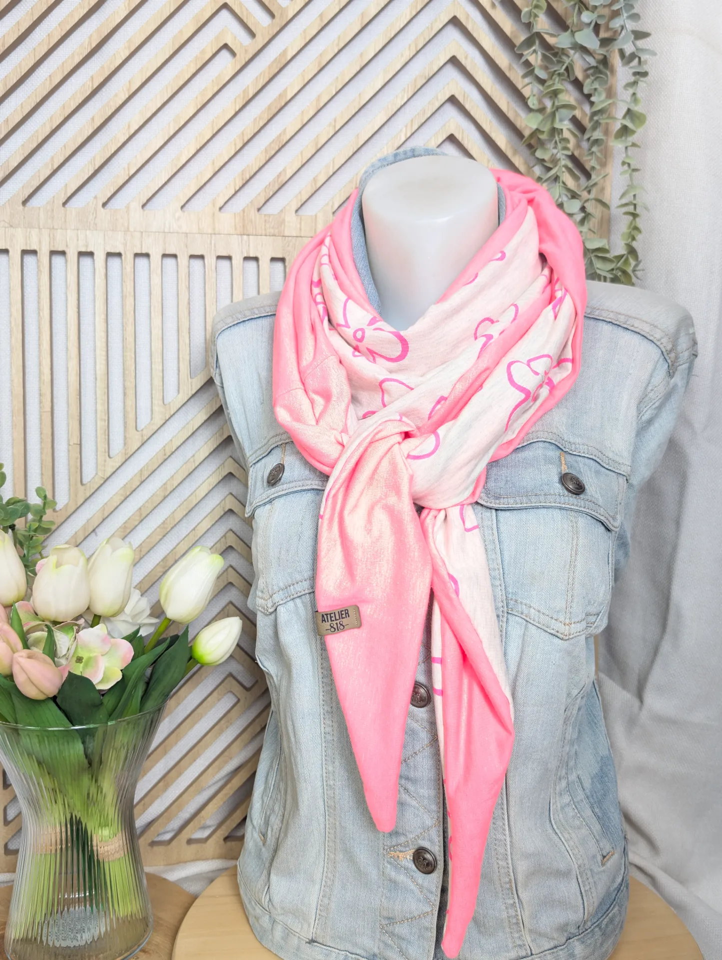 Petit fleurs gris rose fluo