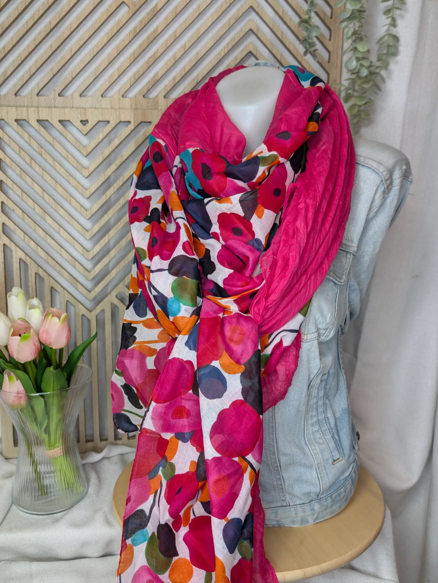 Grand voile fuchsia coquelicots