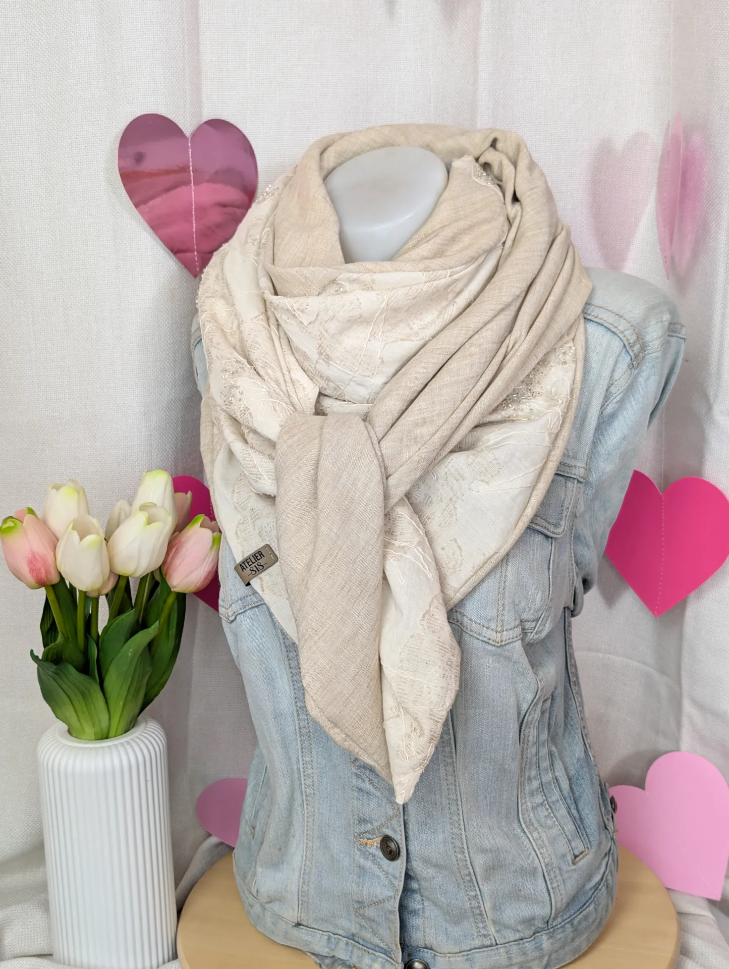 Perles et sequins en lin viscose