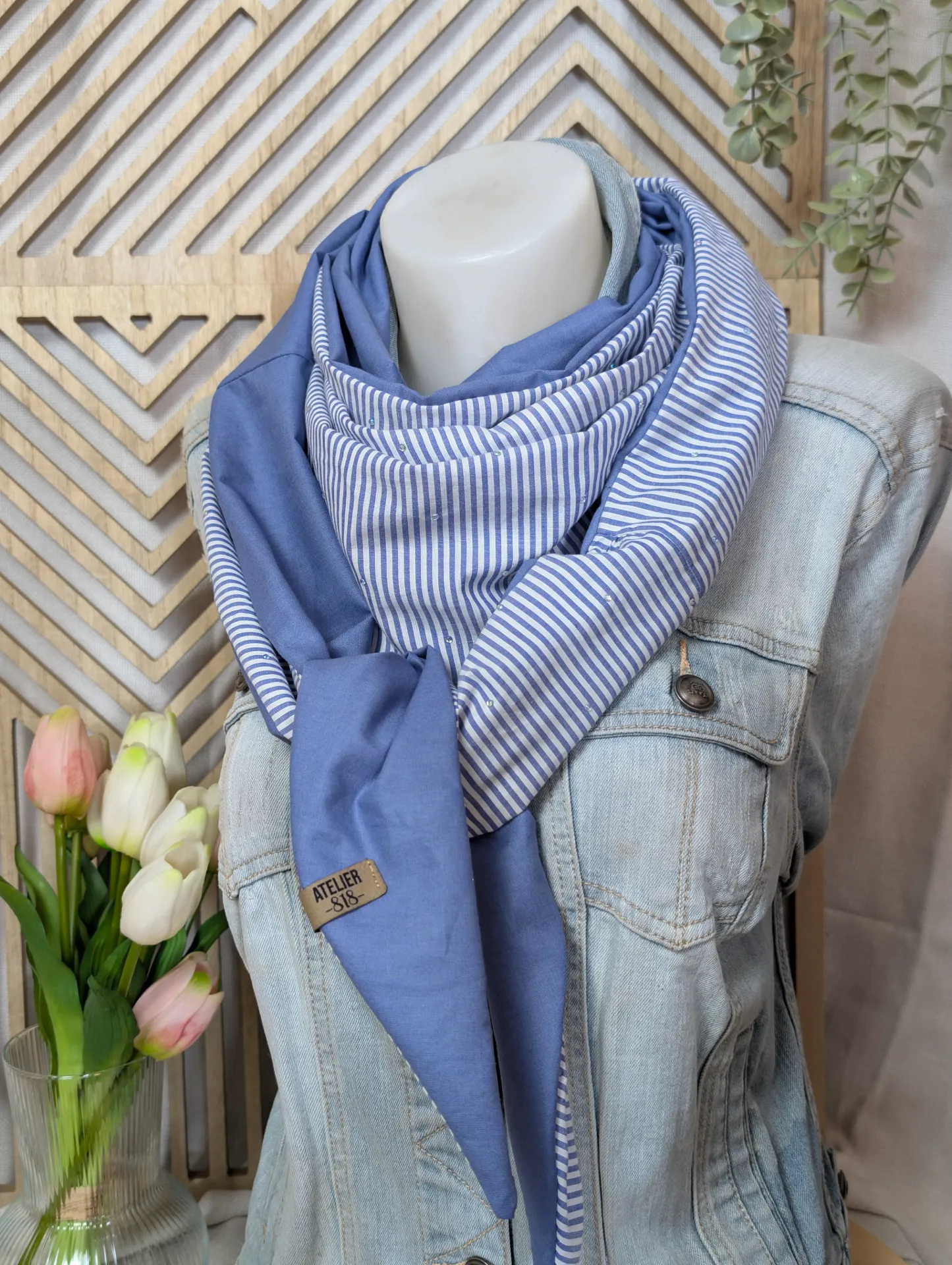 Petit ligné strassé et bleu