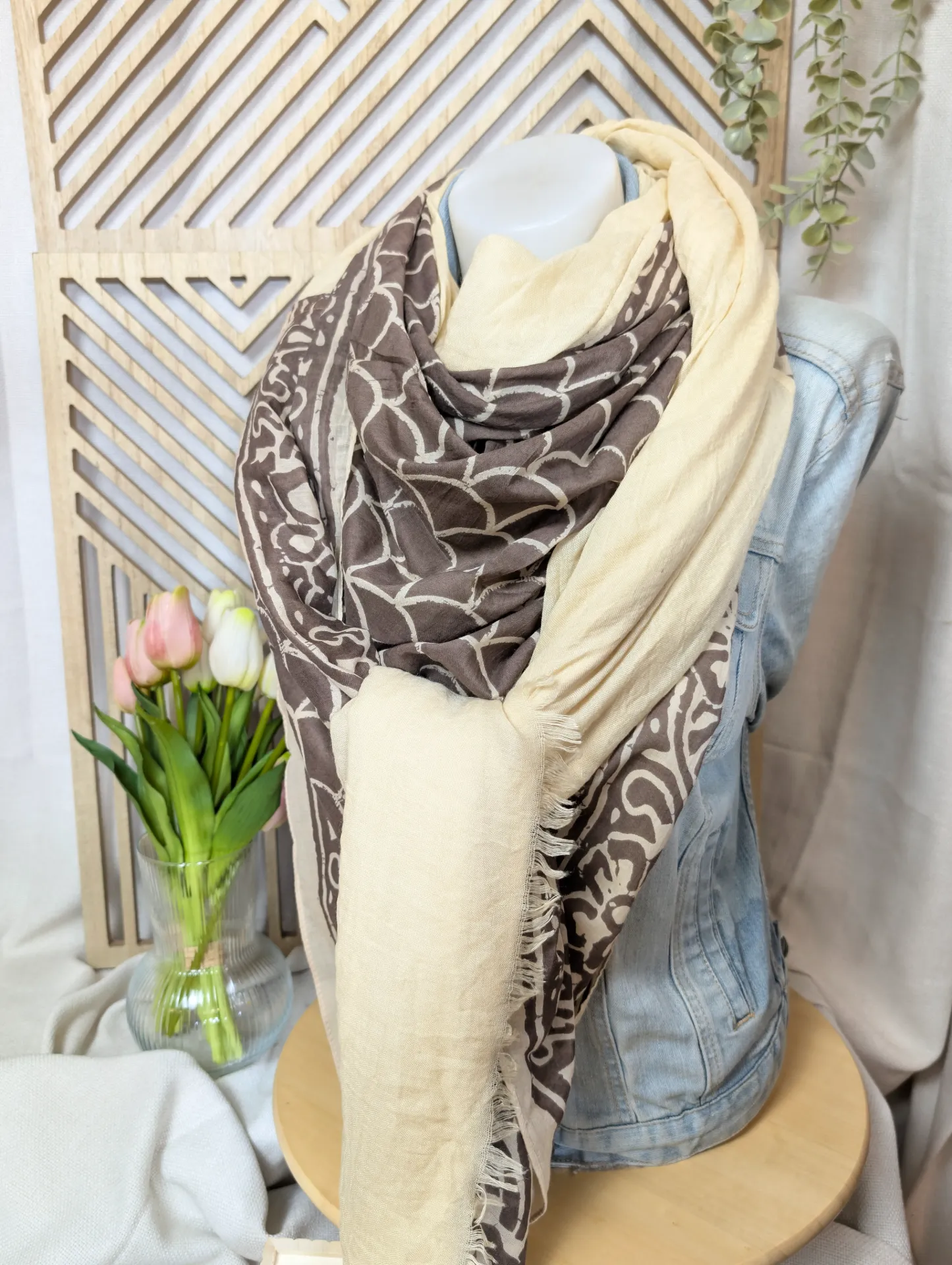 Grand voile taupe beige