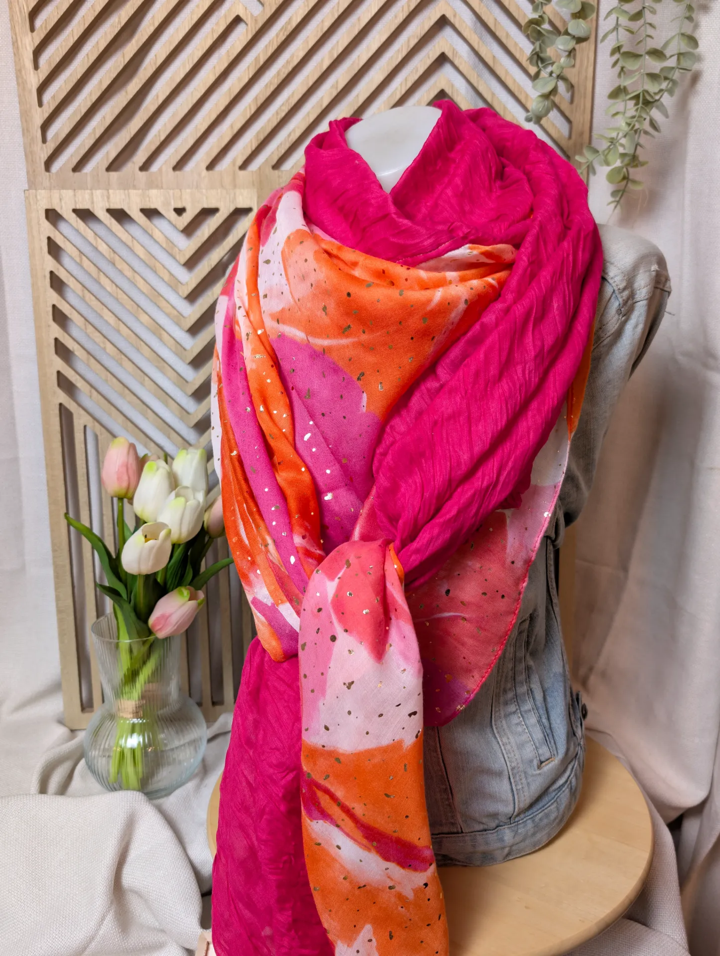 Grand voile fuchsia et orange